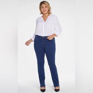 NYDJ Marilyn Straight Jeans Size 16 Short Lift Tuck Technology Dark Wash Stretch